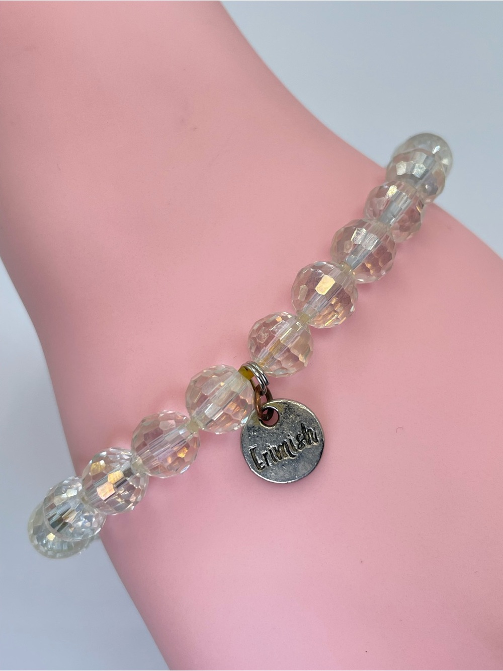 Erimish White Crystal Glass Beaded Stretch Bracelet Stackable Boho Sparkle
